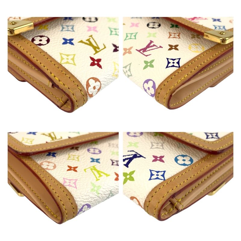 Louis Vuitton Multicolor Porte Monnaie Billets Cult Cles Fold Wallet Compact Bron White