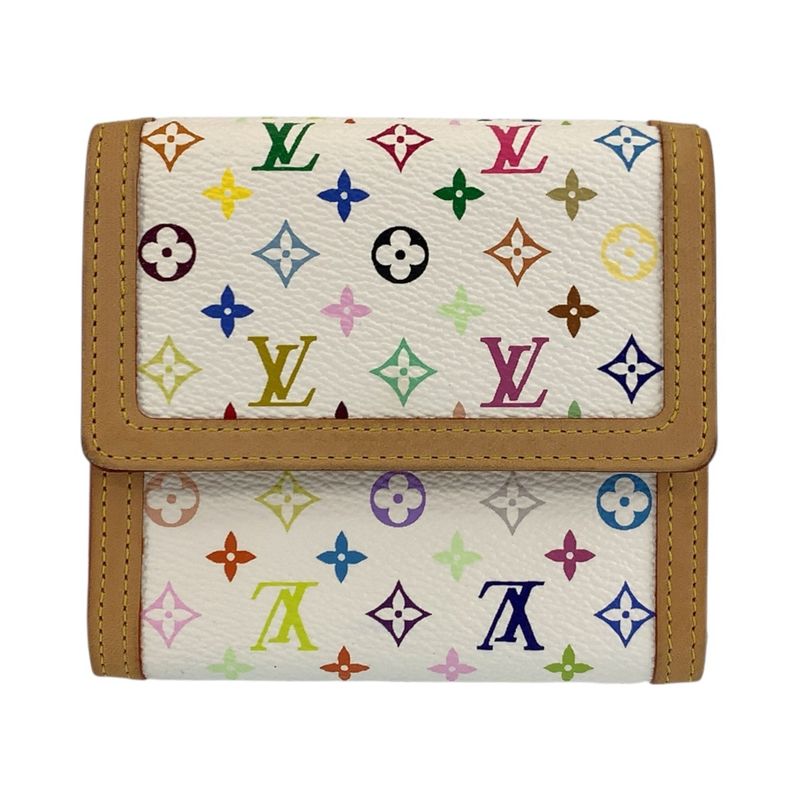 Louis Vuitton Multicolor Porte Monnaie Billets Cult Cles Fold Wallet Compact Bron White