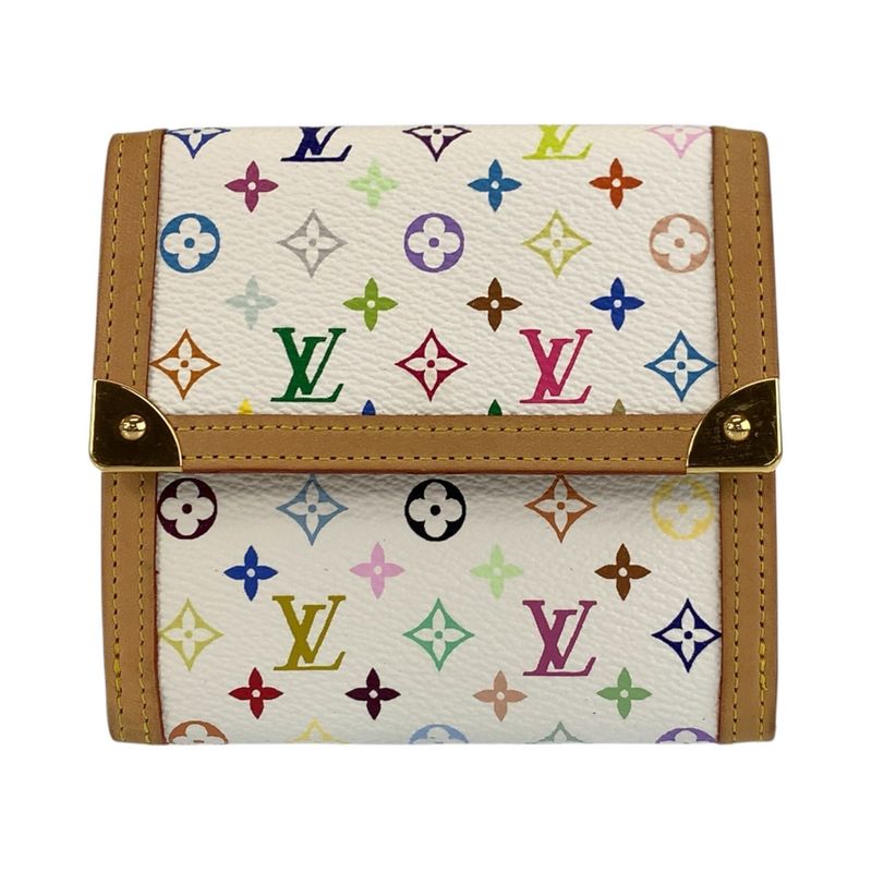 Louis Vuitton Multicolor Porte Monnaie Billets Cult Cles Fold Wallet Compact Bron White