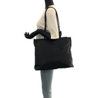 Prada Tessuto Black Silver Nylon Shoulder Bag Tote
