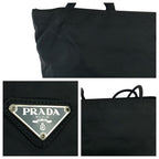 Prada Tessuto Black Silver Nylon Shoulder Bag Tote