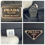 Prada Tessuto Black Silver Nylon Shoulder Bag Tote