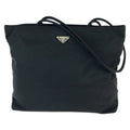 Prada Tessuto Black Silver Nylon Shoulder Bag Tote