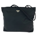 Prada Tessuto Black Silver Nylon Shoulder Bag Tote