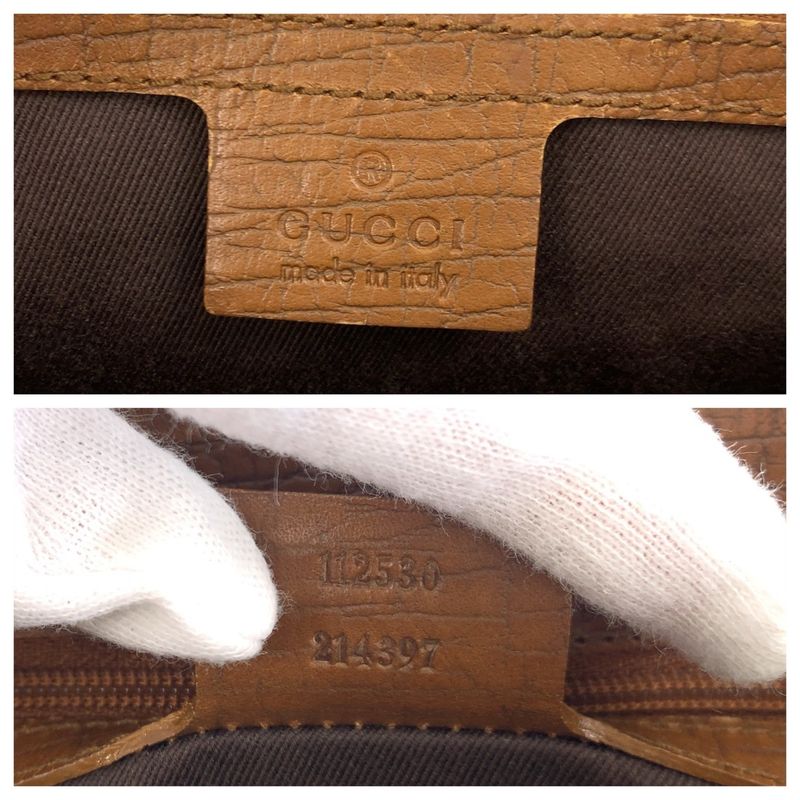 Gucci Bamboo Beige Camel GG Canvas Leather Tote Shoulder Bag