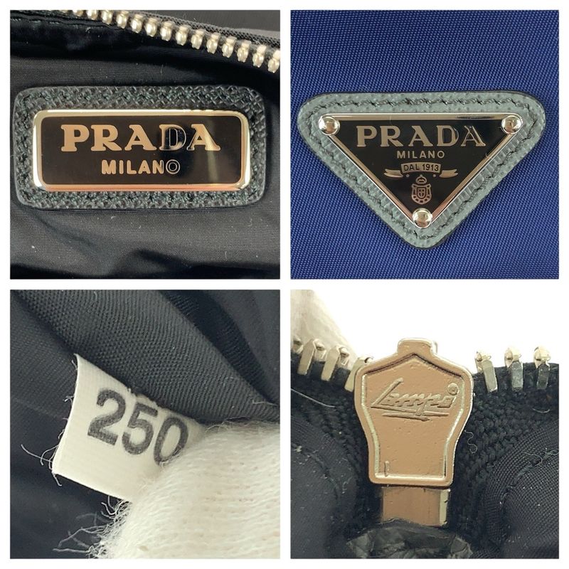 Prada Tessuto Saffiano Blue Black Silver Clutch