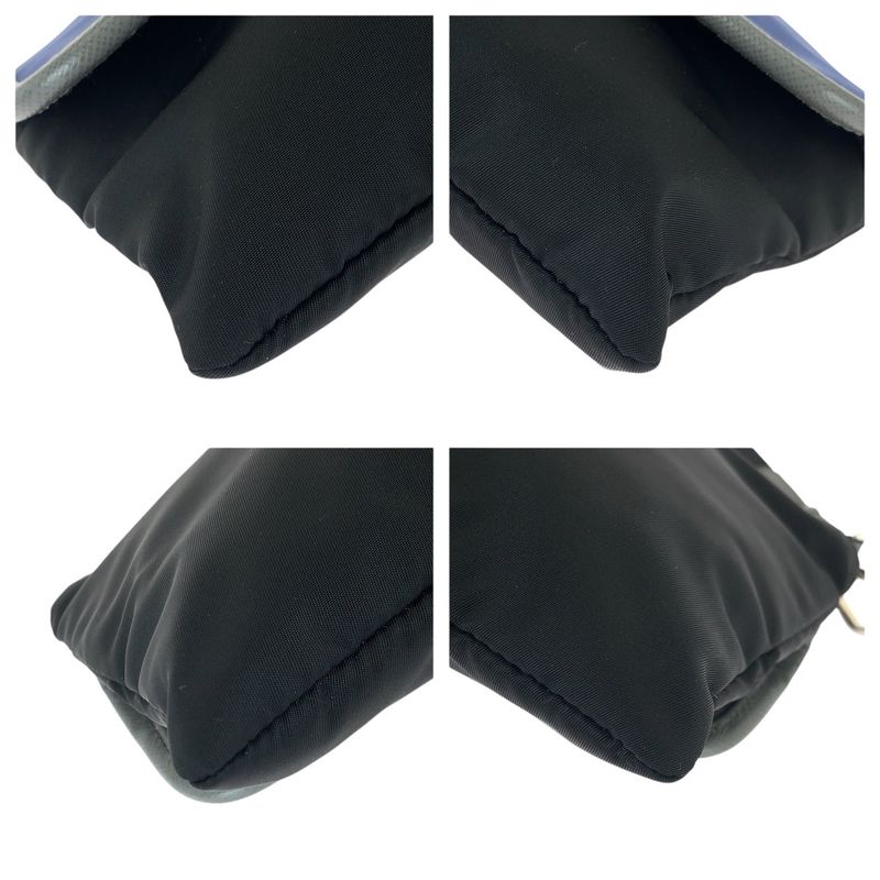 Prada Tessuto Saffiano Blue Black Silver Clutch