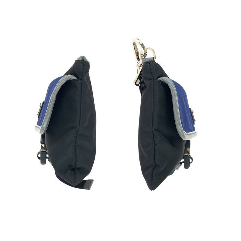 Prada Tessuto Saffiano Blue Black Silver Clutch