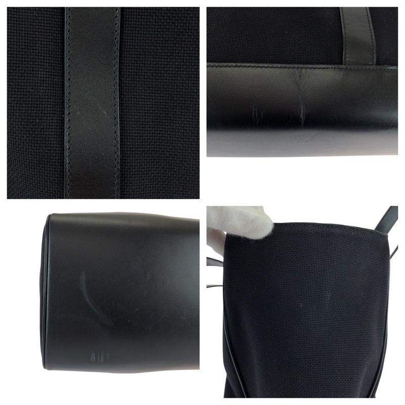 Gucci Black Silver Canvas Leather Tote Business