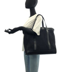 Gucci Black Silver Canvas Leather Tote Business