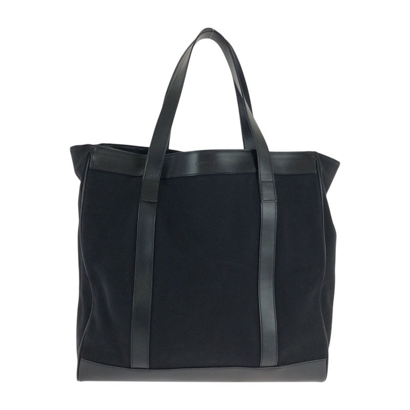 Gucci Black Silver Canvas Leather Tote Business