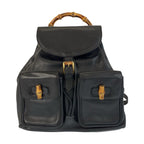 Gucci Bamboo Black Gold Leather 003 Backpack