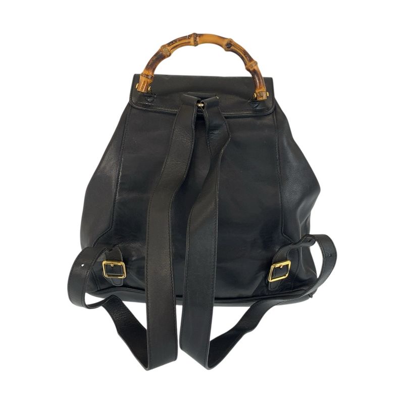 Gucci Bamboo Black Gold Leather 003 Backpack