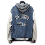 Celine Varsity Jacket Denim Blue White Gray XL
