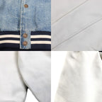 Celine Varsity Jacket Denim Blue White Gray XL