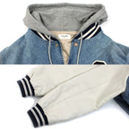 Celine Varsity Jacket Denim Blue White Gray XL