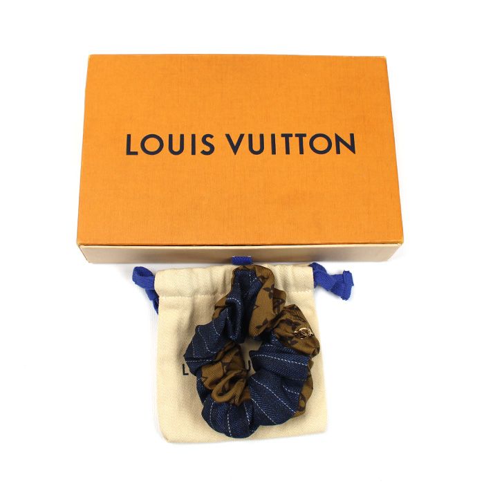 Louis Vuitton Silk Scrunchie Be Mindful Single Brown Navy