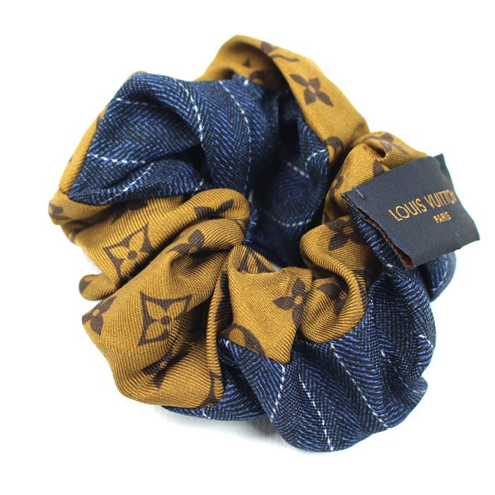 Louis Vuitton Silk Scrunchie Be Mindful Single Brown Navy