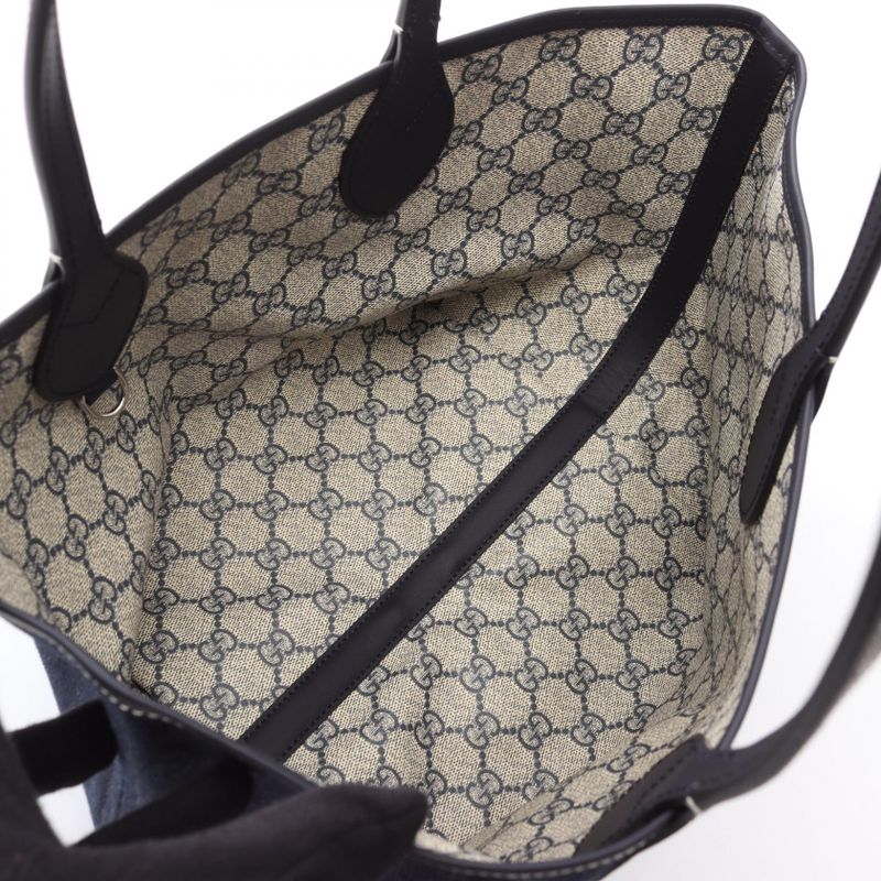 Gucci Tote Totissima Small Indigo Blue Denim Canvas Navy. Beige