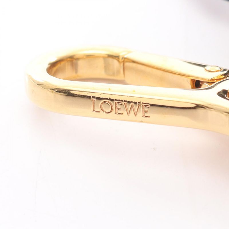 Loewe Charm Anagram Yellow Orange Leather Key Holder Yellow. Orange