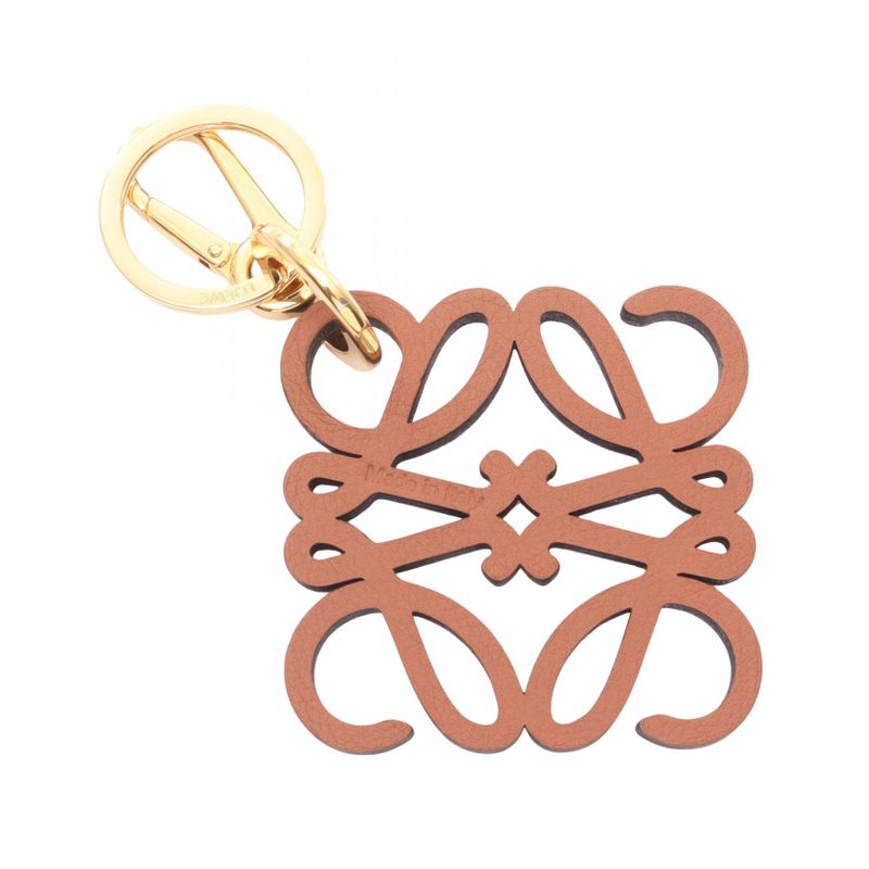 Loewe Charm Anagram Yellow Orange Leather Key Holder Yellow. Orange