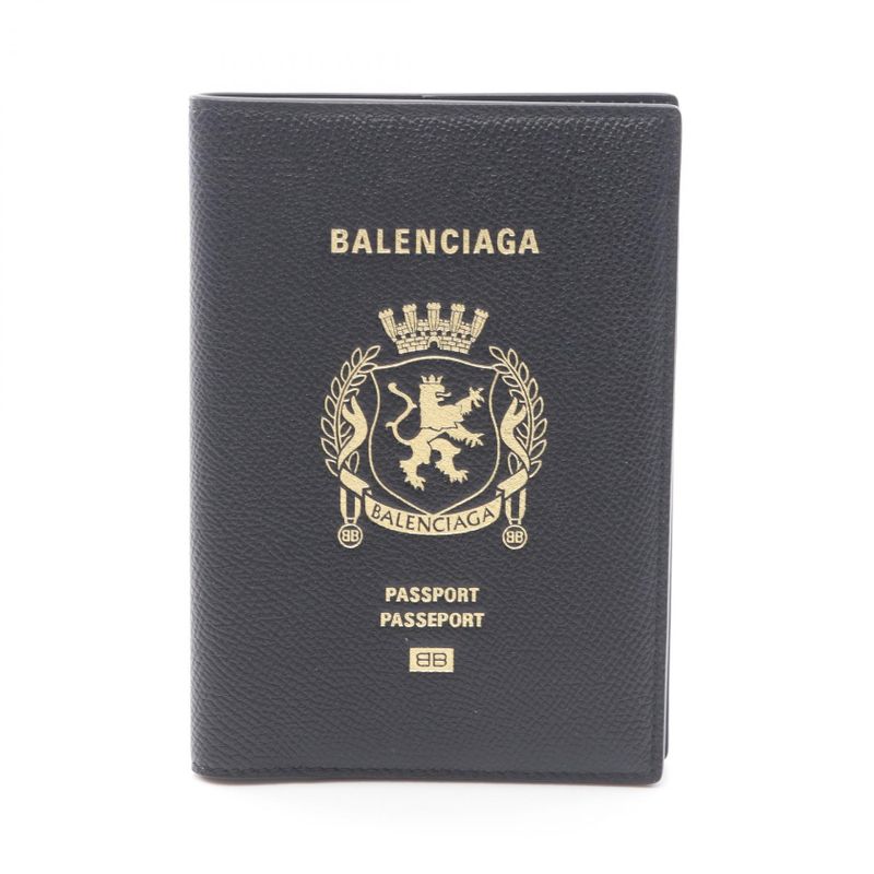 Balenciaga Passport Case Black Gold Leather