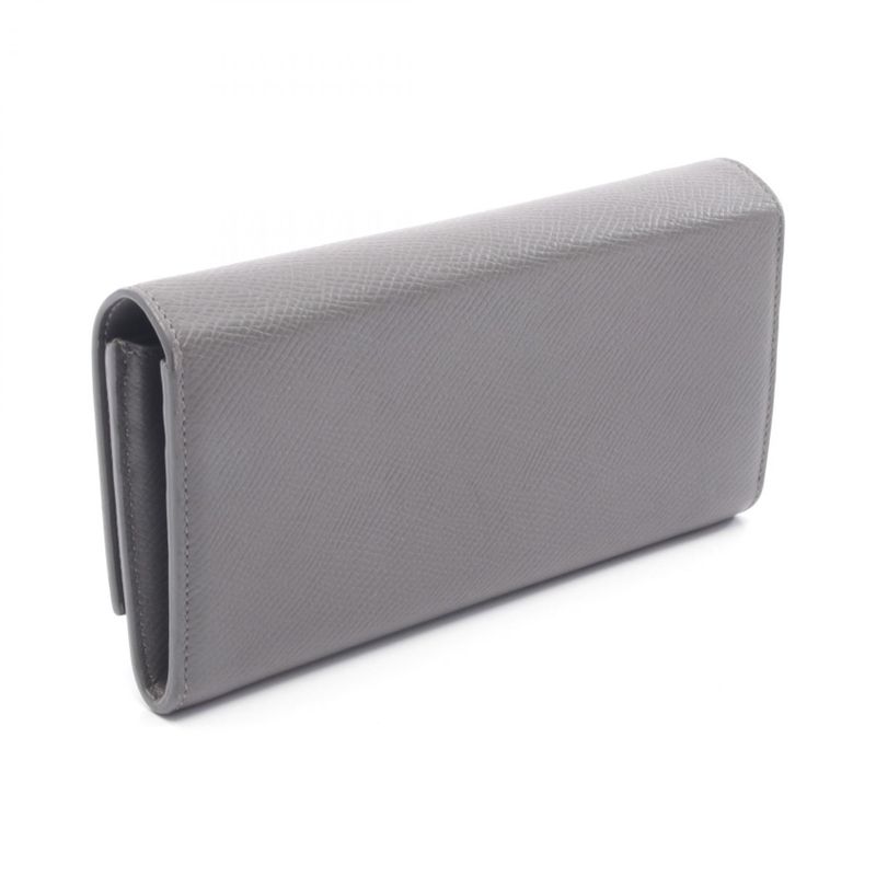Celine Bifold Wallet Large Flap Gray Leather