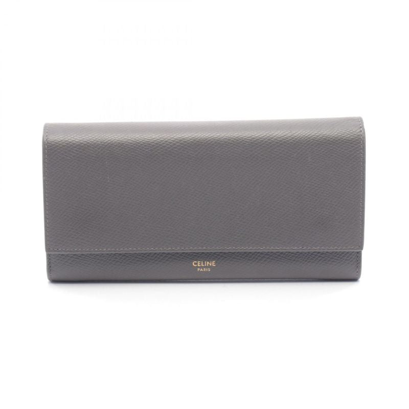 Celine Bifold Wallet Large Flap Gray Leather