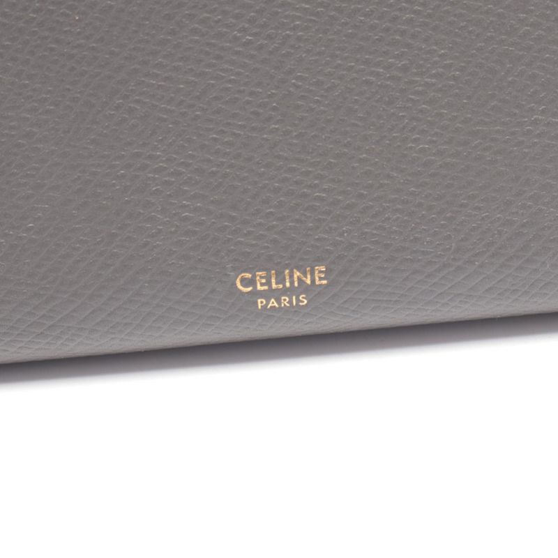 Celine Bifold Wallet Large Flap Gray Leather