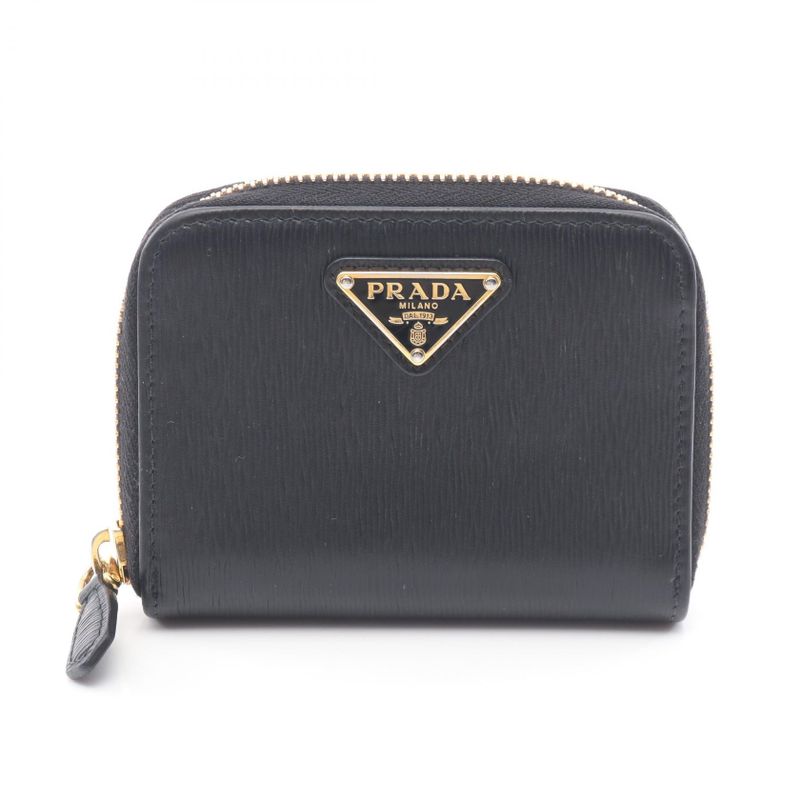 Prada Coin Case Vitello Move 268 Black Saffiano Leather