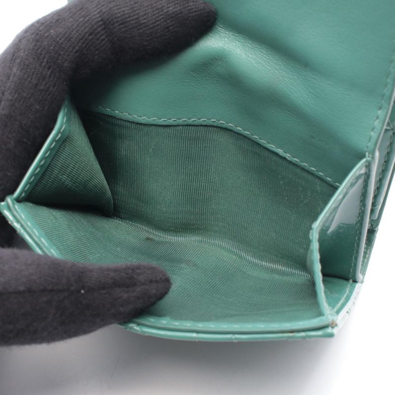 Dior Trifold Wallet Lady Dior Lotus Blue Green Patent Leather Handbag