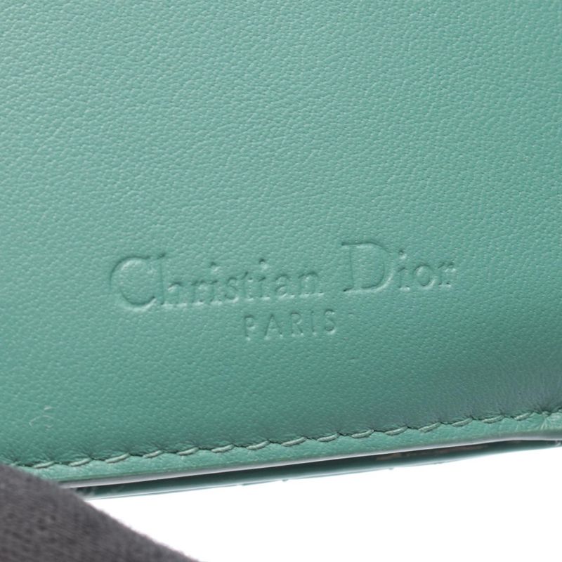 Dior Trifold Wallet Lady Dior Lotus Blue Green Patent Leather Handbag