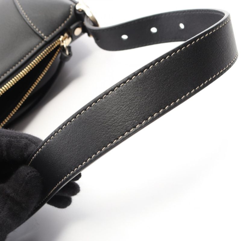 Gucci Shoulder Bag GG Emblem Black Leather