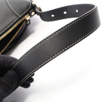 Gucci Shoulder Bag GG Emblem Black Leather