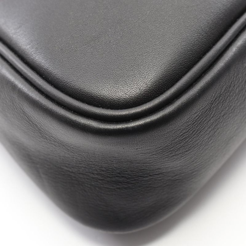Gucci Shoulder Bag GG Emblem Black Leather