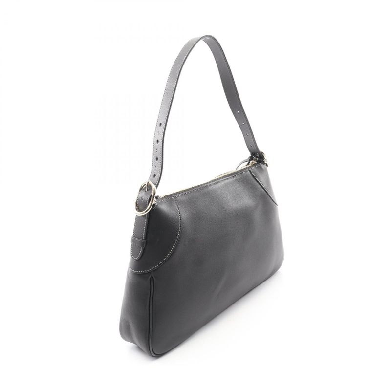 Gucci Shoulder Bag GG Emblem Black Leather