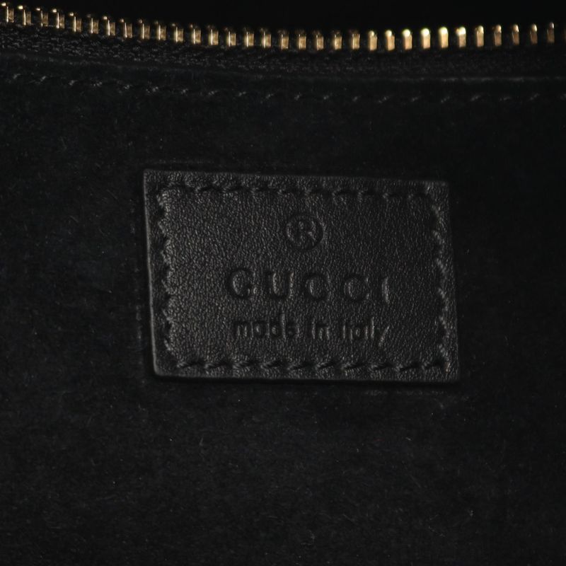 Gucci Shoulder Bag GG Emblem Black Leather
