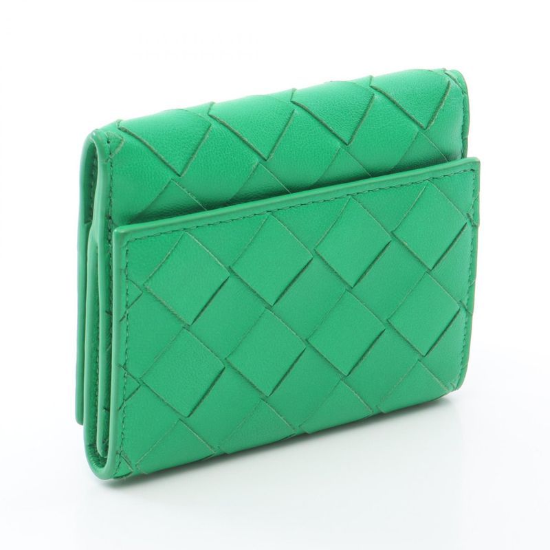 Bottega Veneta Hook Wallet Intrecciato Green Leather Bifold