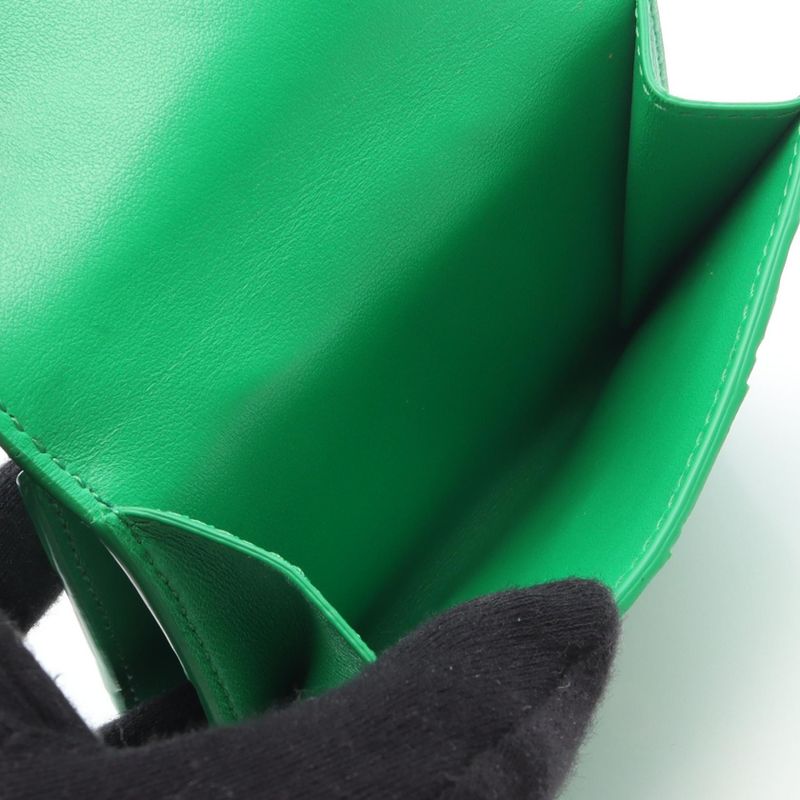 Bottega Veneta Hook Wallet Intrecciato Green Leather Bifold