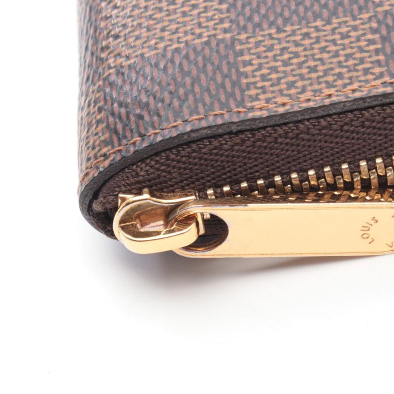 Louis Vuitton Coin Case Zippy Purse Canvas Ebene Brown