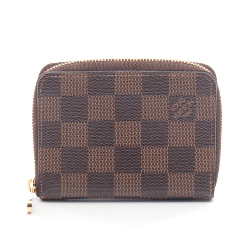 Louis Vuitton Coin Case Zippy Purse Canvas Ebene Brown