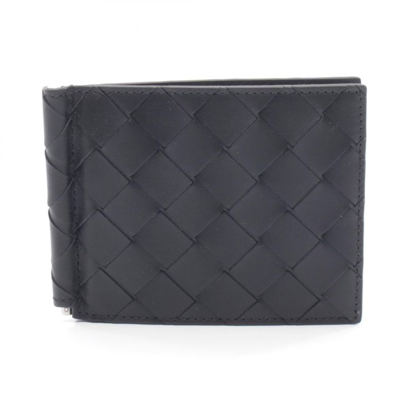 Bottega Veneta Bill Purse Intrecciato Money Clip Black Leather