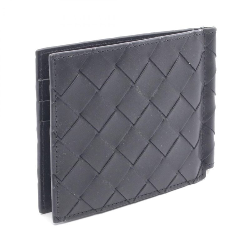 Bottega Veneta Bill Purse Intrecciato Money Clip Black Leather