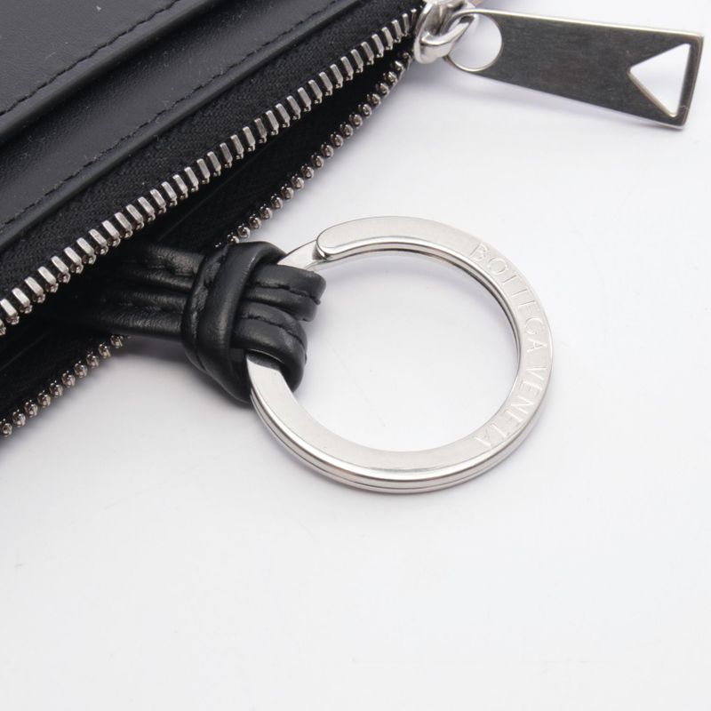Bottega Veneta Coin Case Intrecciato Key Pouch Black Leather