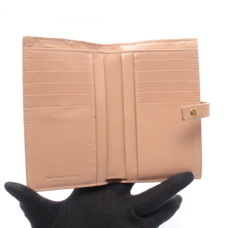 Bottega Veneta Bifold Wallet Intrecciato Beige Leather
