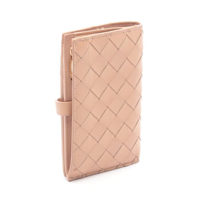 Bottega Veneta Bifold Wallet Intrecciato Beige Leather