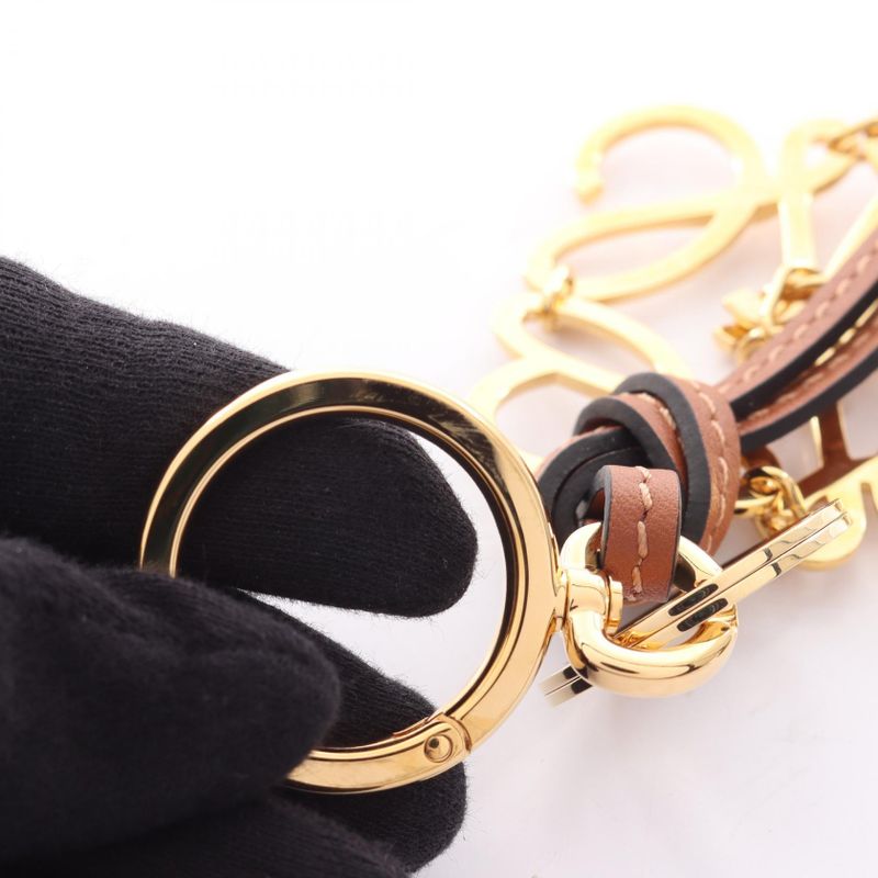 Loewe Charm Anagram Gold Brown Leather