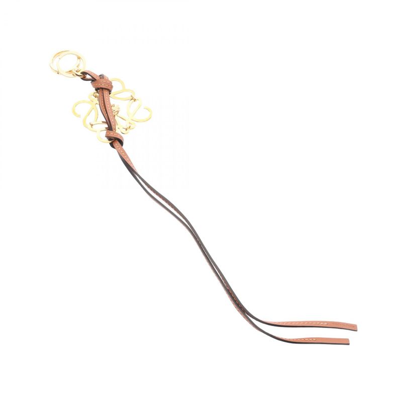 Loewe Charm Anagram Gold Brown Leather