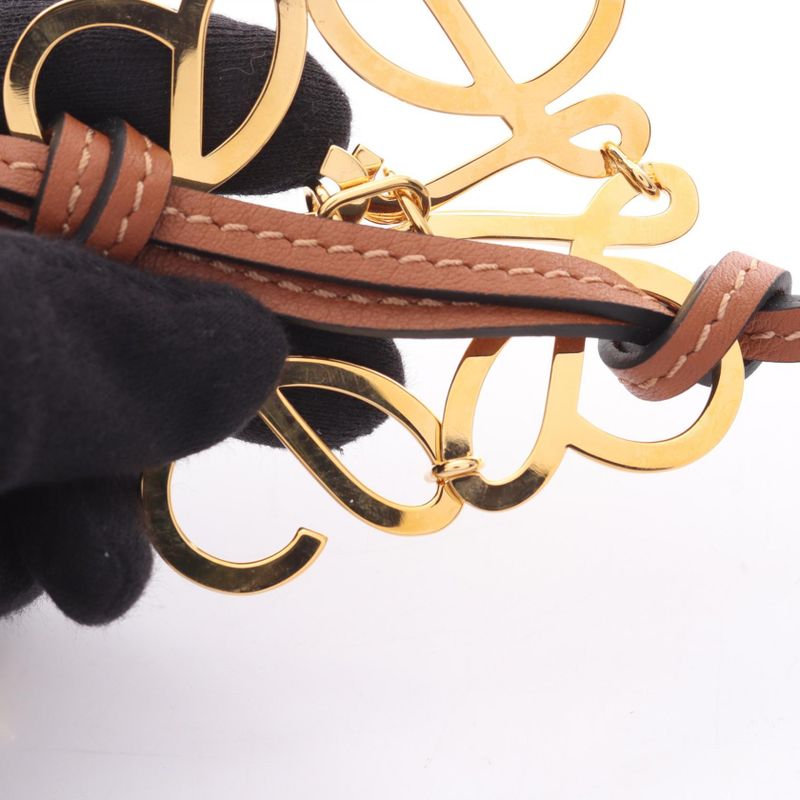 Loewe Charm Anagram Gold Brown Leather
