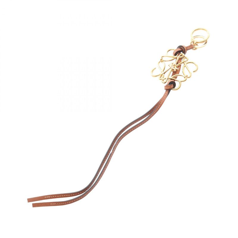 Loewe Charm Anagram Gold Brown Leather